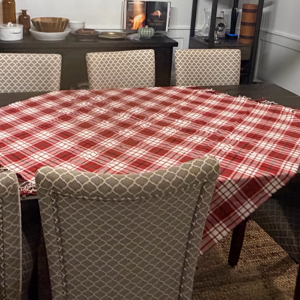 Pottery Barn Red and White Checkered Tablecloth